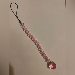 Elegant Pink Beaded Phone Charm